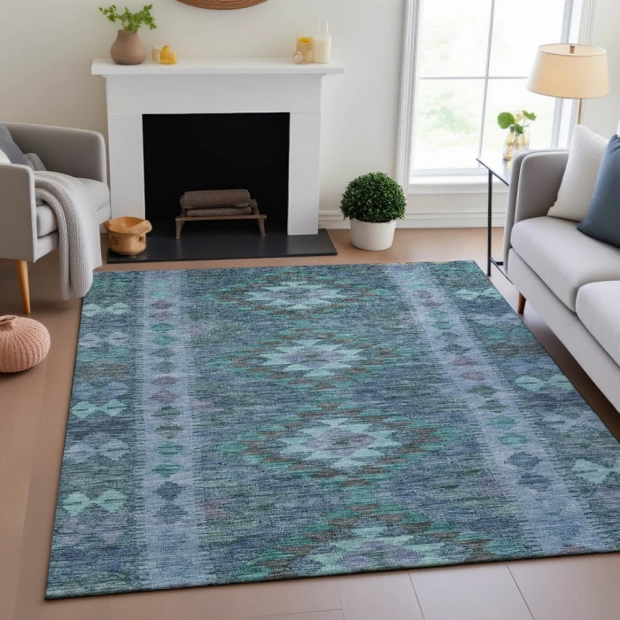 Addison Mayfield Blue AMF1226 - 8ft. Round Rug