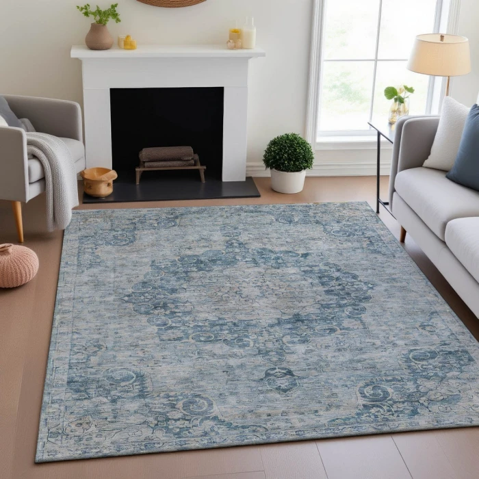 Addison Mayfield Blue AMF1238 - 8ft. Round Rug