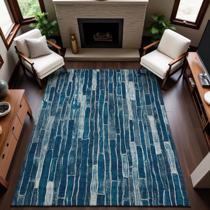 Addison Mayfield Blue AMF1301 - 8ft. Round Rug