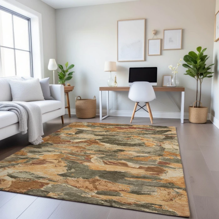 Addison Mayfield Orange AMF1344 - 8ft. Round Rug