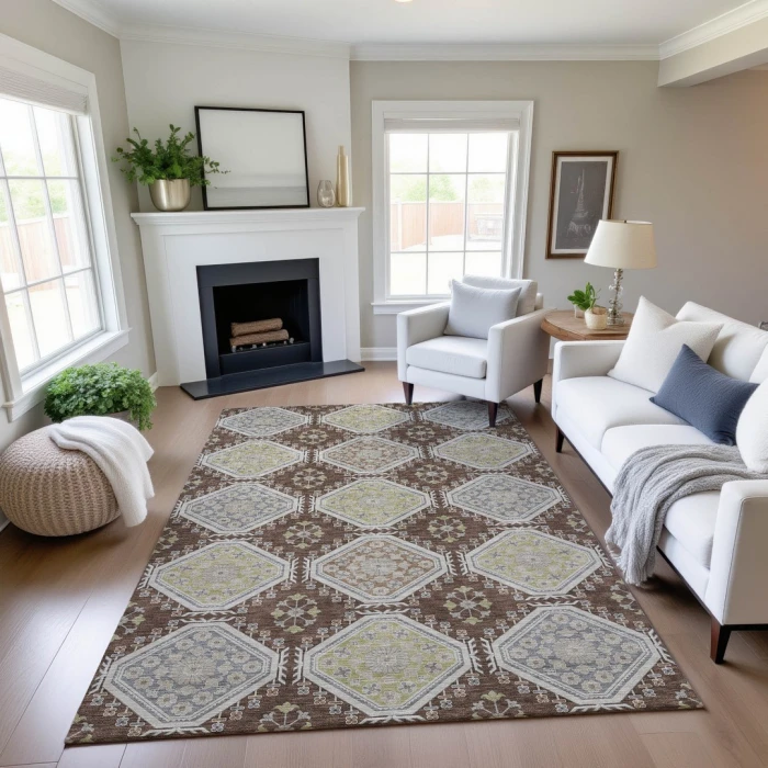 Addison Mayfield Brown AMF1442 - 8ft. Round Rug