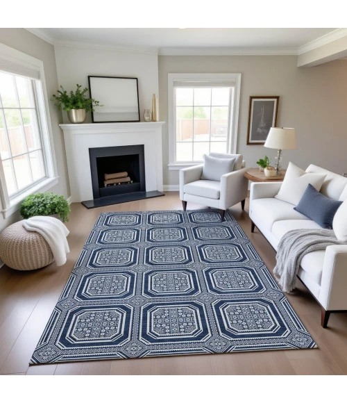 Addison Mayfield Blue AMF1451 - 8ft. Round Rug