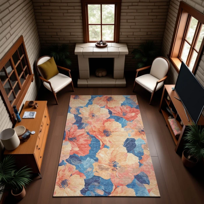 Addison Mayfield Orange AMF1542 - 8ft. Round Rug