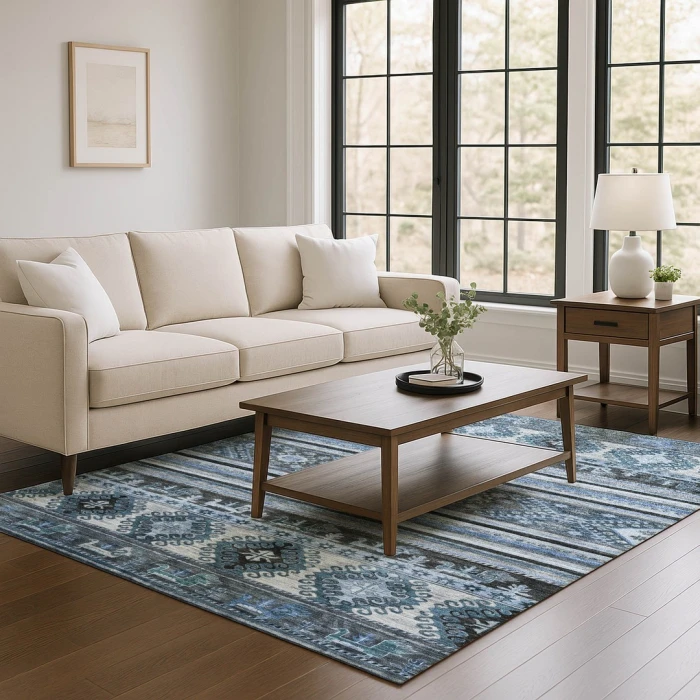 Addison Mayfield Blue AMF1626 - 8ft. Round Rug