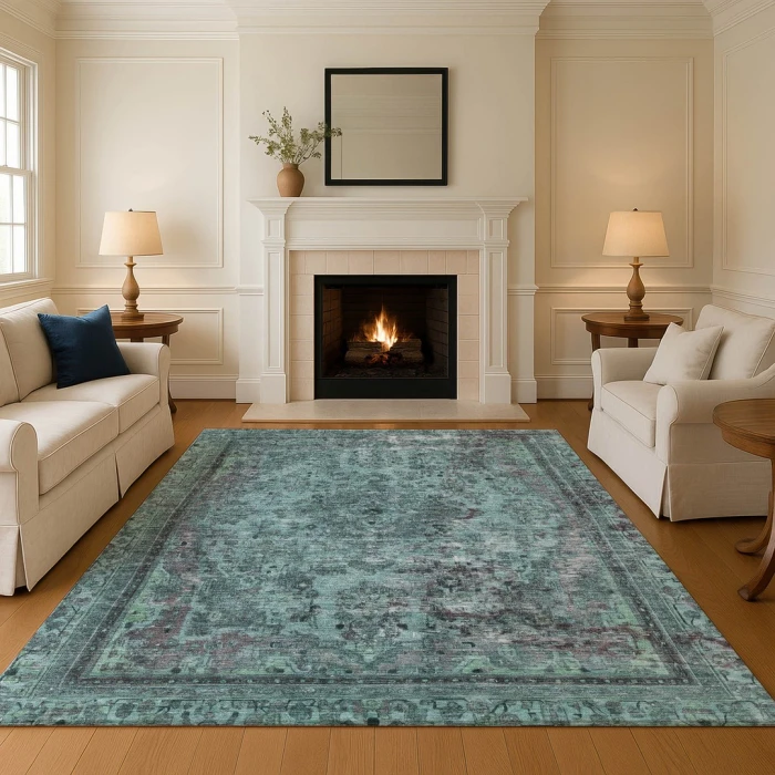 Addison Mayfield Teal AMF1646 - 8ft. Round Rug
