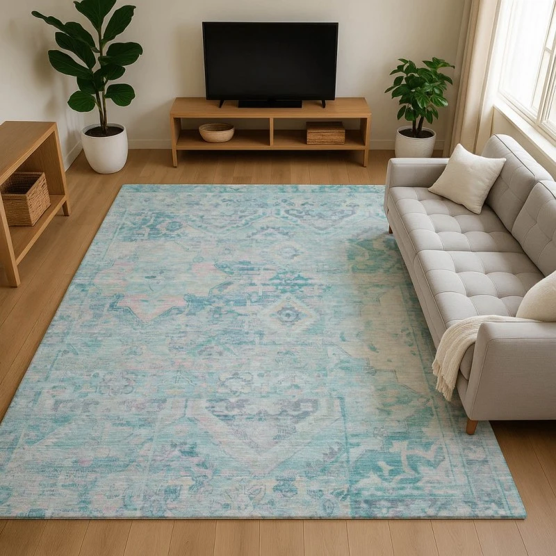 Addison Mayfield Teal AMF1664 - 8ft. Round Rug