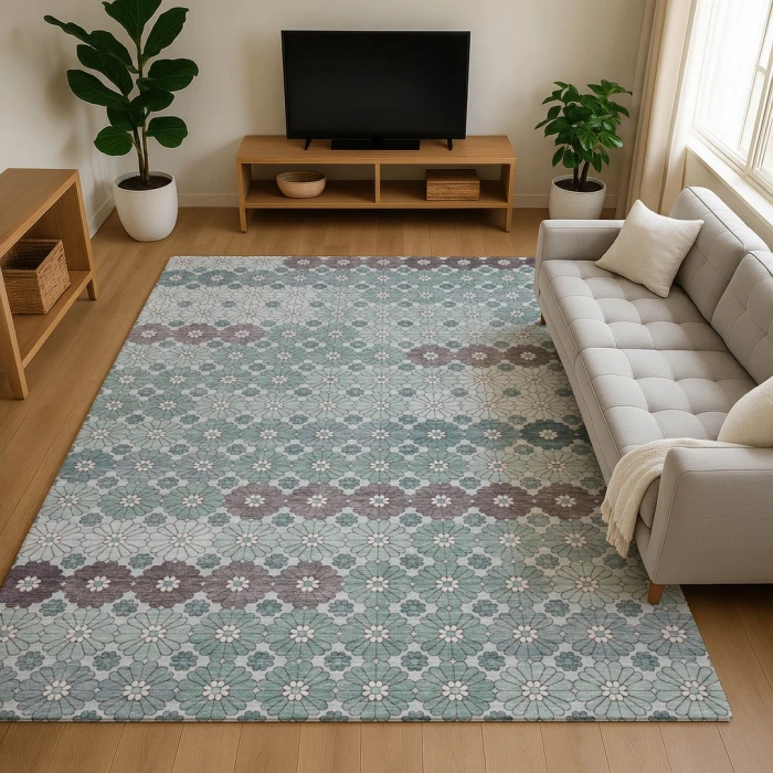 Addison Mayfield Teal AMF1678 - 8ft. Round Rug