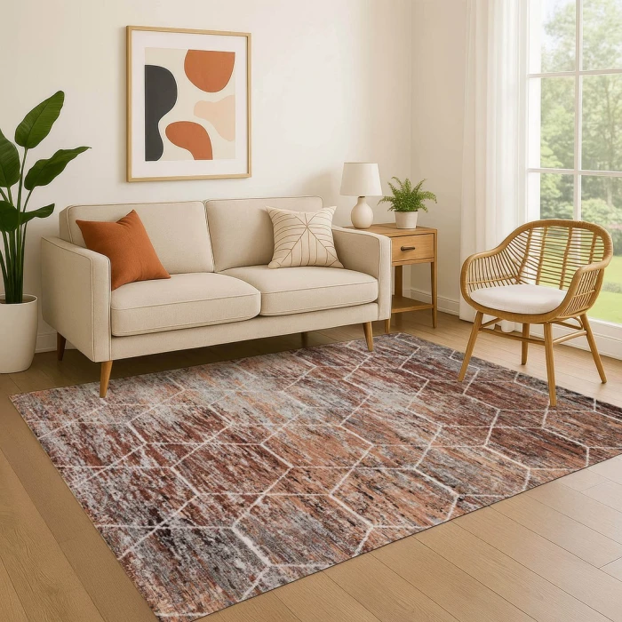 Addison Mayfield Orange AMF1724 - 8ft. Round Rug