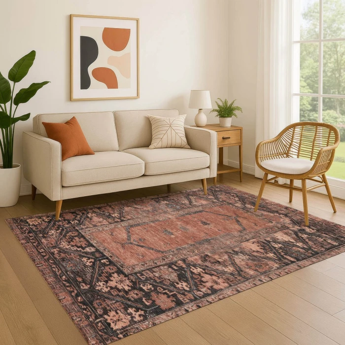 Addison Mayfield Orange AMF1727 - 8ft. Round Rug