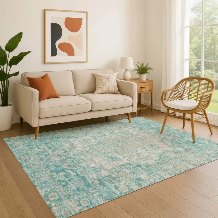 Addison Mayfield Teal AMF1728 - 8ft. Round Rug