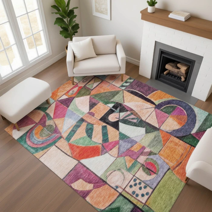 Addison Mayfield Orange AMF1758 - 8ft. Round Rug
