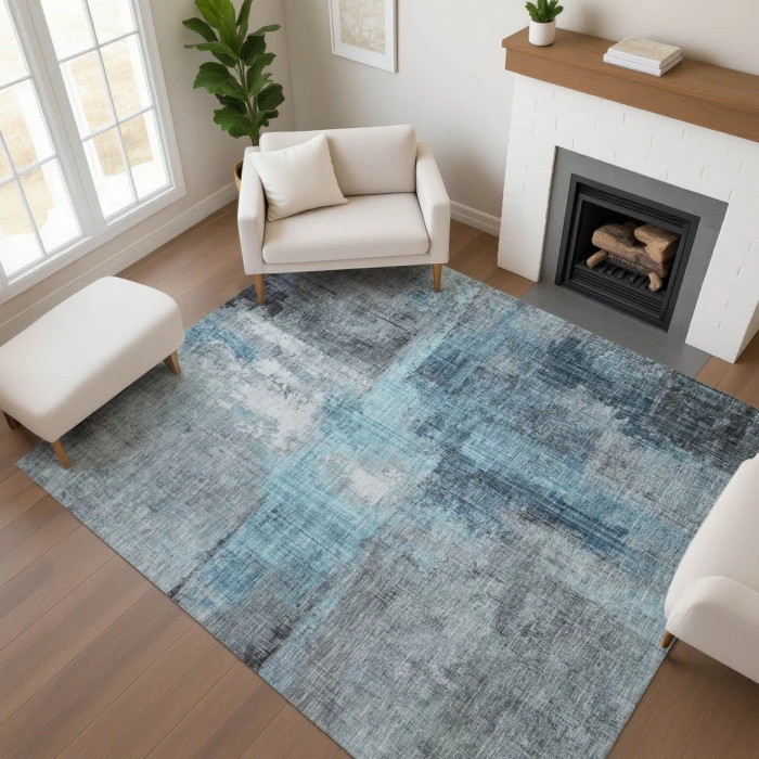 Addison Mayfield Blue AMF1759 - 8ft. Round Rug