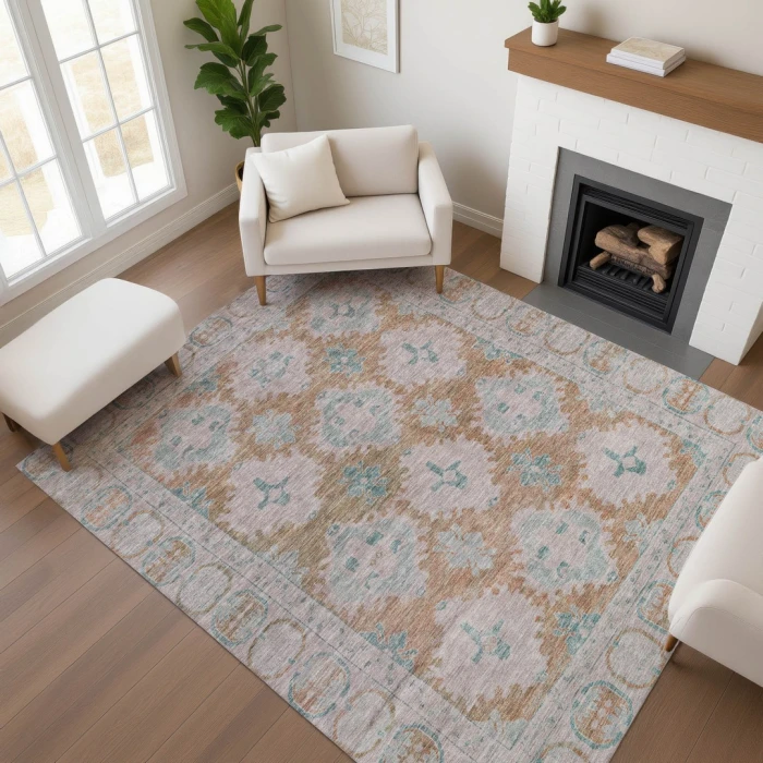 Addison Mayfield Orange AMF1760 - 8ft. Round Rug