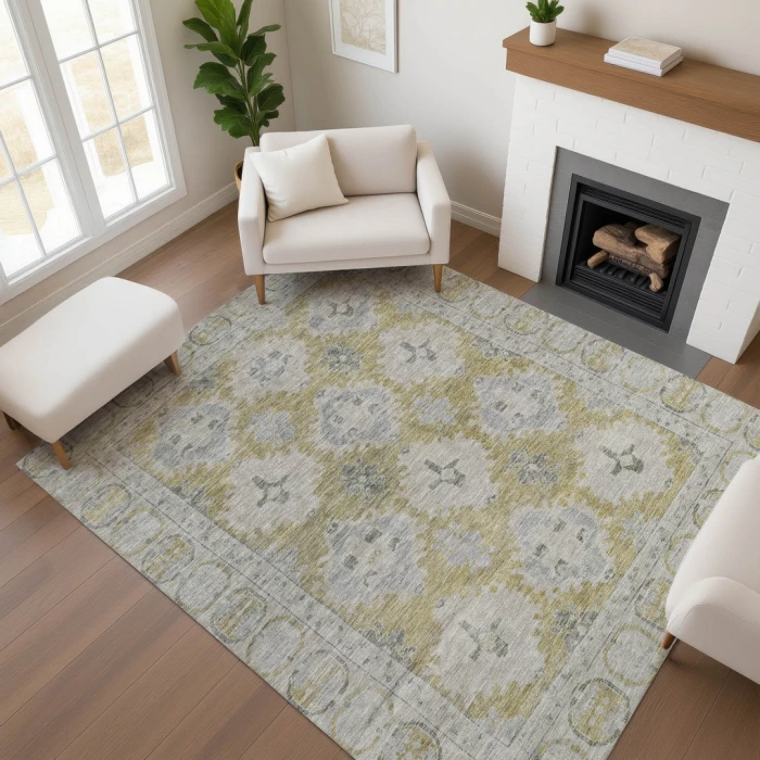 Addison Mayfield Gold AMF1760 - 8ft. Round Rug