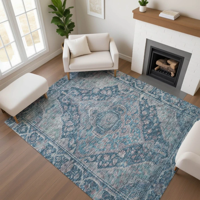 Addison Mayfield Blue AMF1761 - 8ft. Round Rug