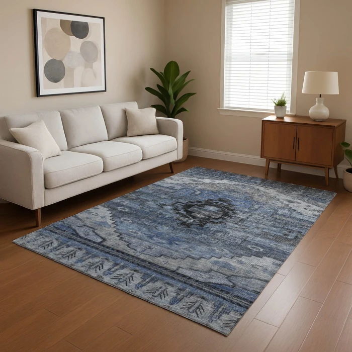 Addison Mayfield Blue AMF1776 - 8ft. Round Rug