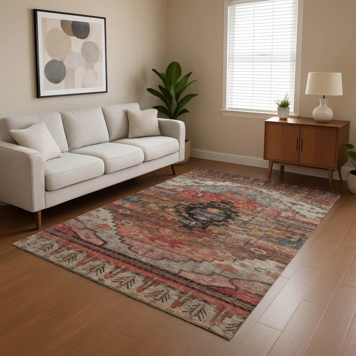 Addison Mayfield Orange AMF1776 - 8ft. Round Rug