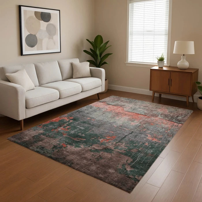 Addison Mayfield Orange AMF1780 - 8ft. Round Rug
