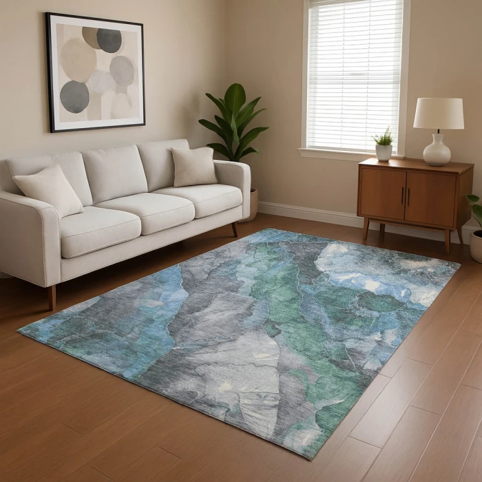 Addison Mayfield Blue AMF1787 - 8ft. Round Rug