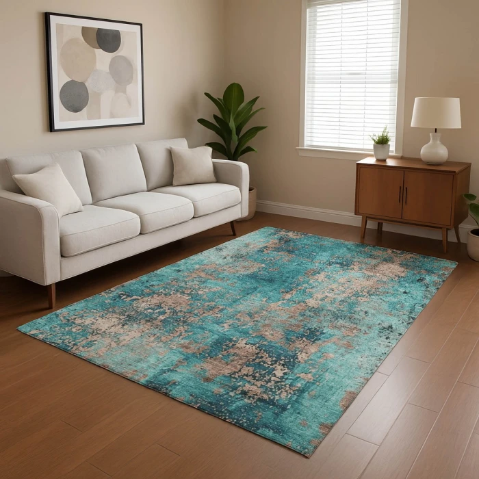 Addison Mayfield Teal AMF1789 - 8ft. Round Rug