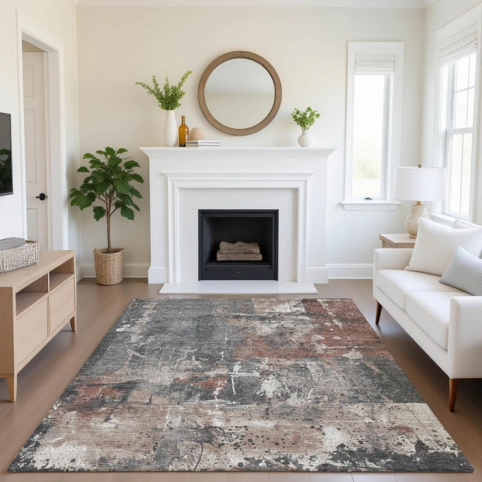 Addison Mayfield Orange AMF1839 - 8ft. Round Rug