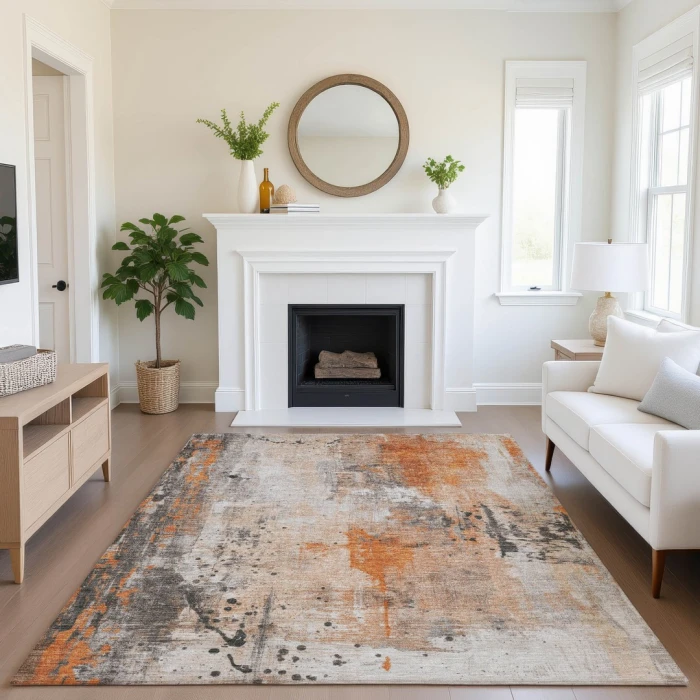 Addison Mayfield Orange AMF1840 - 8ft. Round Rug