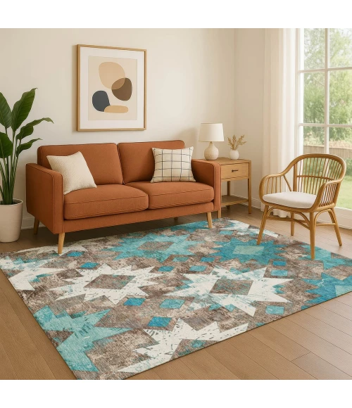 Addison Mayfield Teal AMF1879 - 8ft. Round Rug