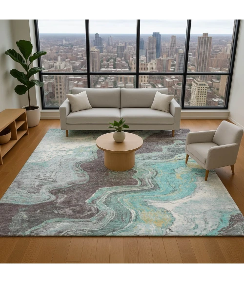 Addison Mayfield Teal AMF1907 9ft. x 12ft. Rect. Rug