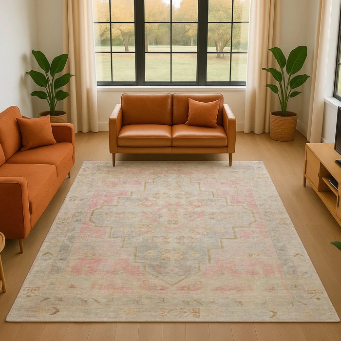 Addison Mayfield Pink AMF1918 - 8ft. Round Rug