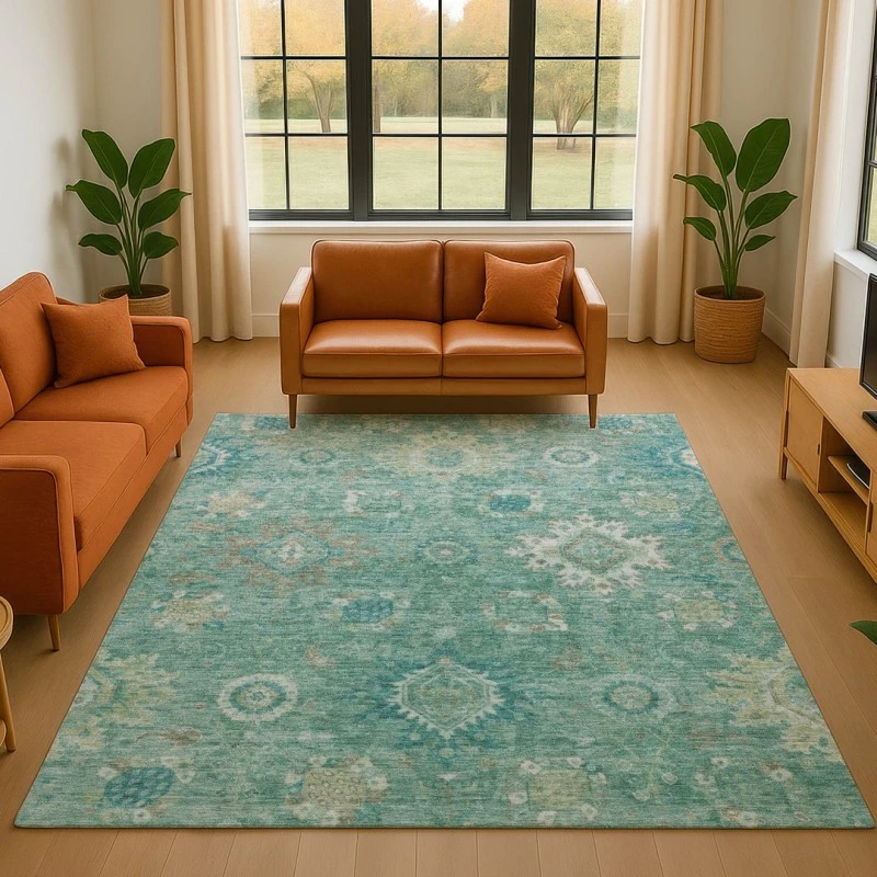 Addison Mayfield Teal AMF1927 - 8ft. Round Rug