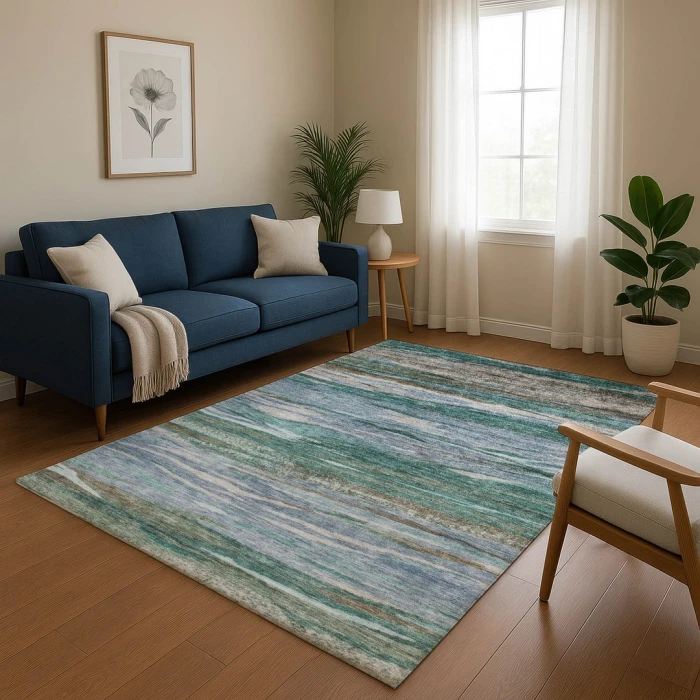 Addison Mayfield Teal AMF1933 - 8ft. Round Rug