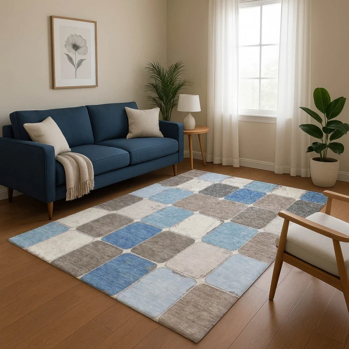 Addison Mayfield Blue AMF1948 - 8ft. Round Rug