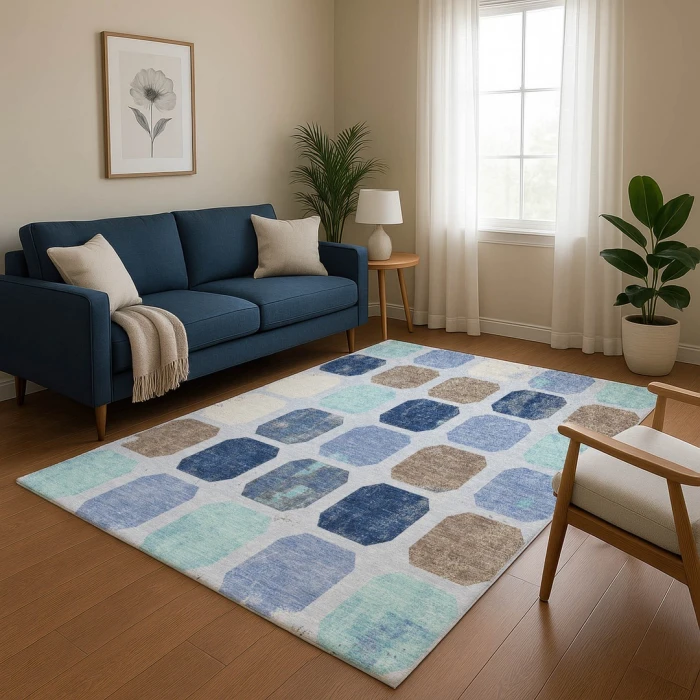 Addison Mayfield Blue AMF1950 - 8ft. Round Rug