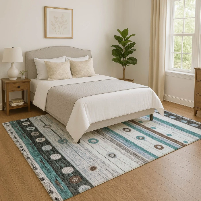 Addison Mayfield Teal AMF1964 - 8ft. Round Rug