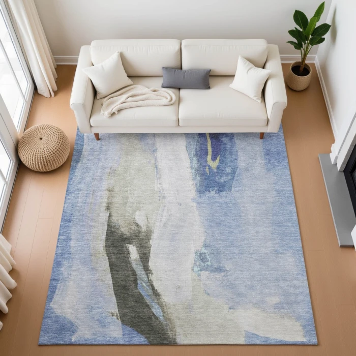 Addison Mayfield Blue AMF1987 - 8ft. Round Rug