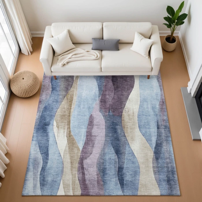 Addison Mayfield Blue AMF1989 - 8ft. Round Rug