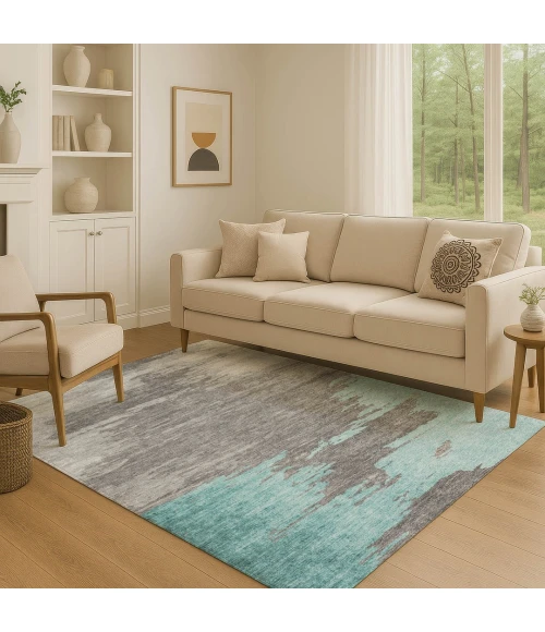 Addison Mayfield Teal AMF2010 - 8ft. Round Rug