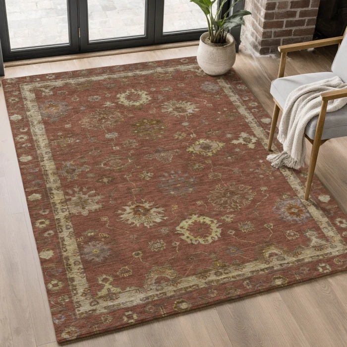 Addison Mayfield Orange AMF2045 - 8ft. Round Rug