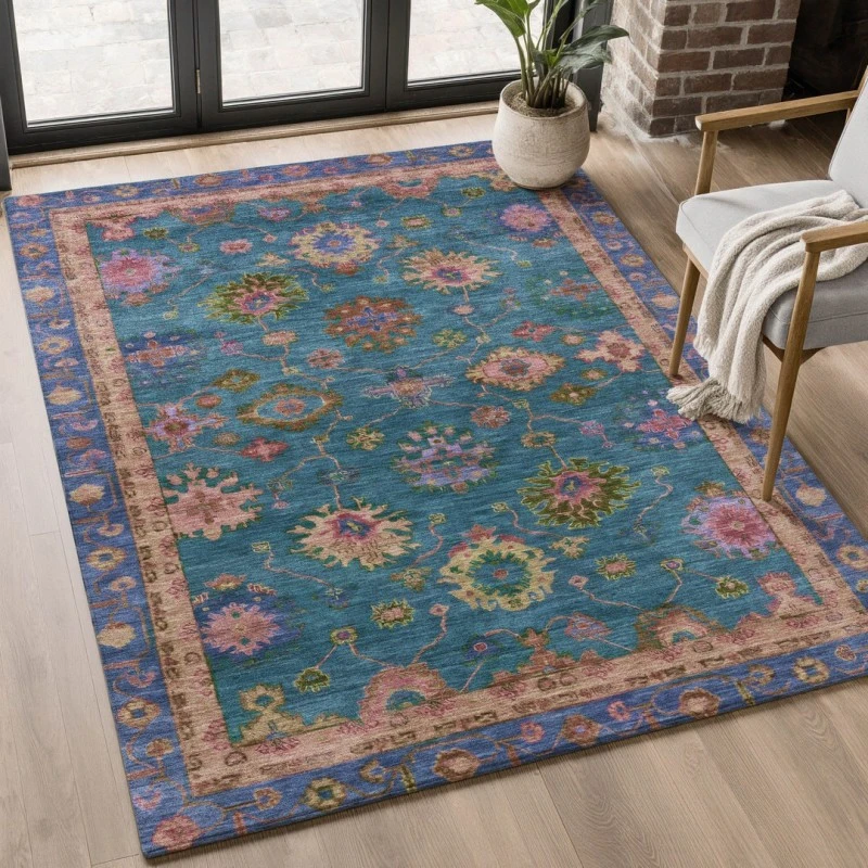 Addison Mayfield Teal AMF2046 - 8ft. Round Rug