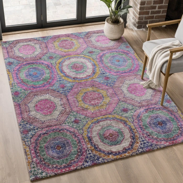 Addison Mayfield Pink AMF2049 - 8ft. Round Rug