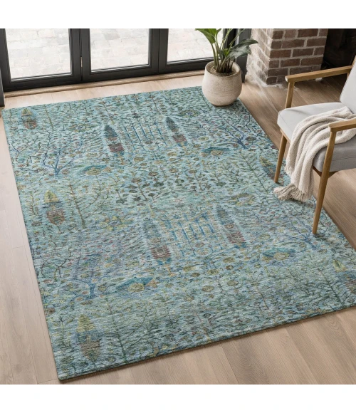 Addison Mayfield Teal AMF2053 - 8ft. Round Rug