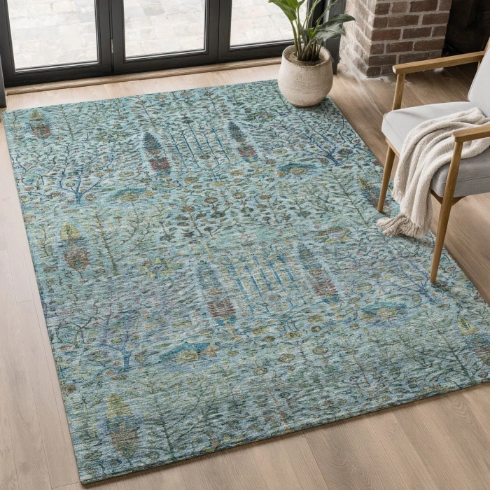 Addison Mayfield Teal AMF2053 - 8ft. Round Rug