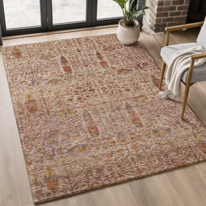 Addison Mayfield Orange AMF2053 - 8ft. Round Rug