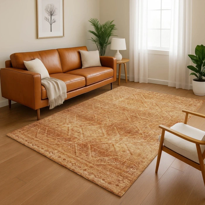 Addison Mayfield Orange AMF2060 - 8ft. Round Rug