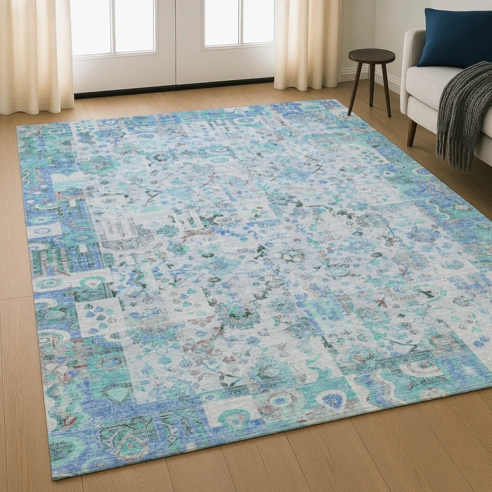 Addison Mayfield Blue AMF2099 - 8ft. Round Rug