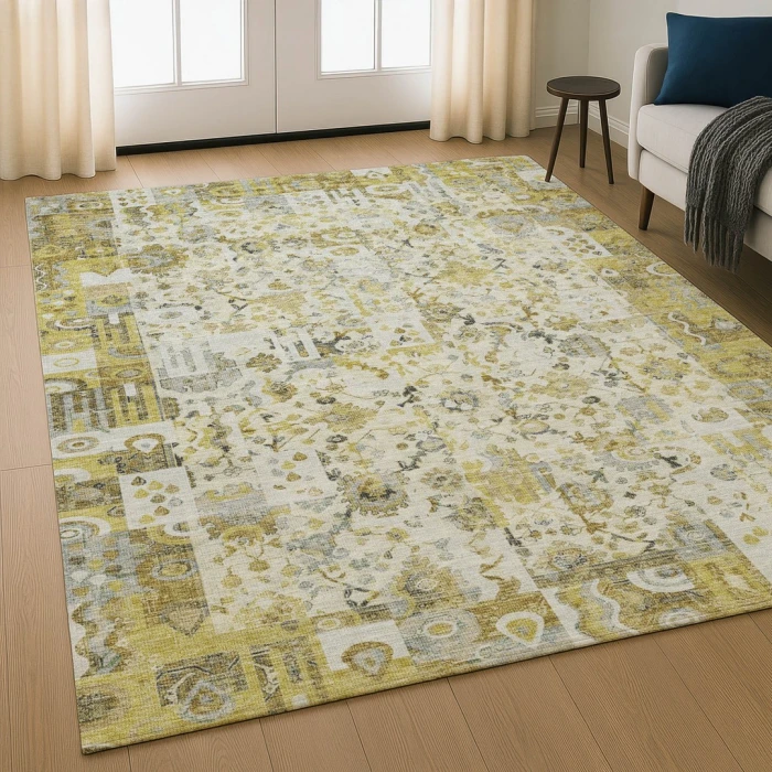 Addison Mayfield Gold AMF2099 - 8ft. Round Rug