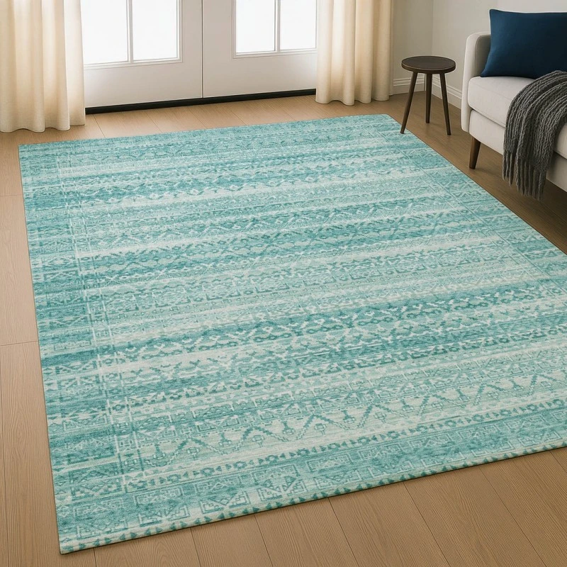 Addison Mayfield Teal AMF2101 - 8ft. Round Rug