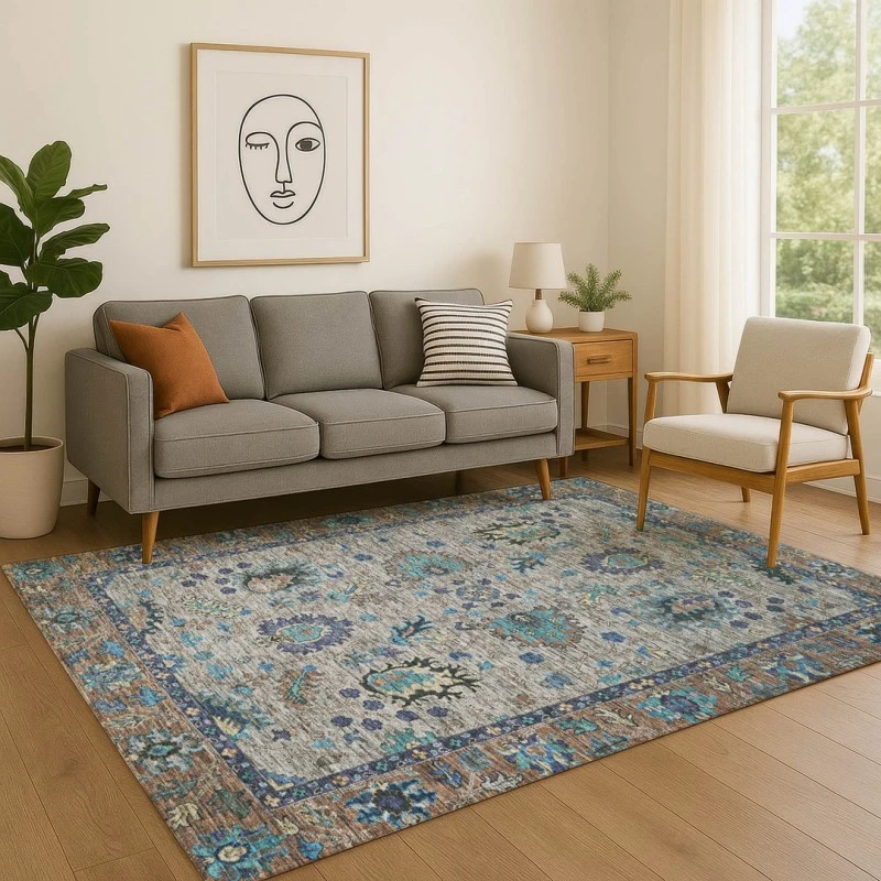 Addison Mayfield Gray AMF2104 - 8ft. Round Rug
