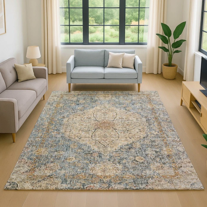 Addison Mayfield Blue AMF2136 - 8ft. Round Rug