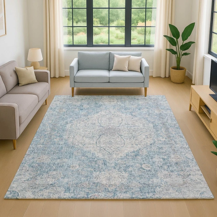 Addison Mayfield Blue AMF2136 - 8ft. Round Rug